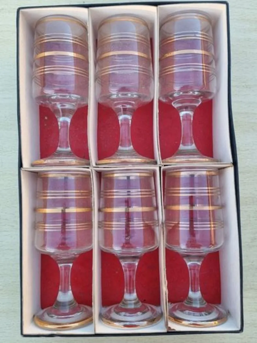 The set features six vintage vodka or liqueur glas - Image 1