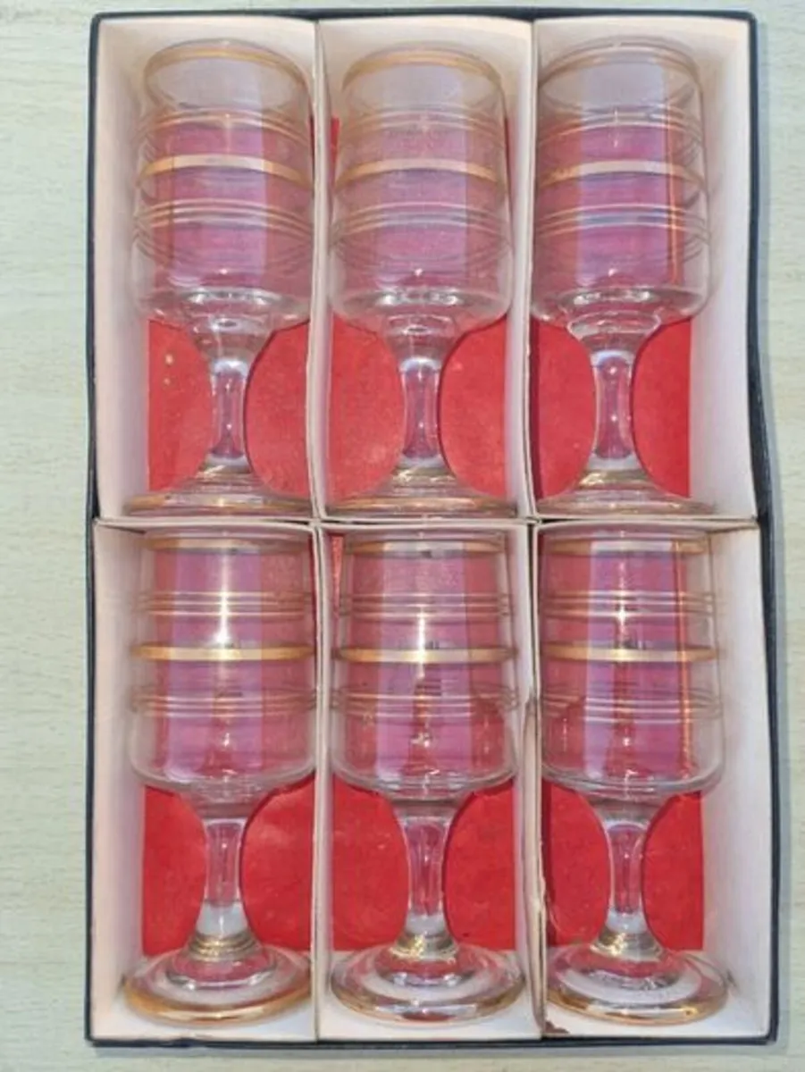 The set features six vintage vodka or liqueur glas - Image 2