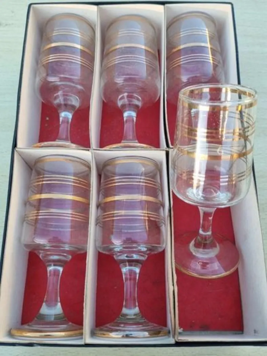 The set features six vintage vodka or liqueur glas - Image 3