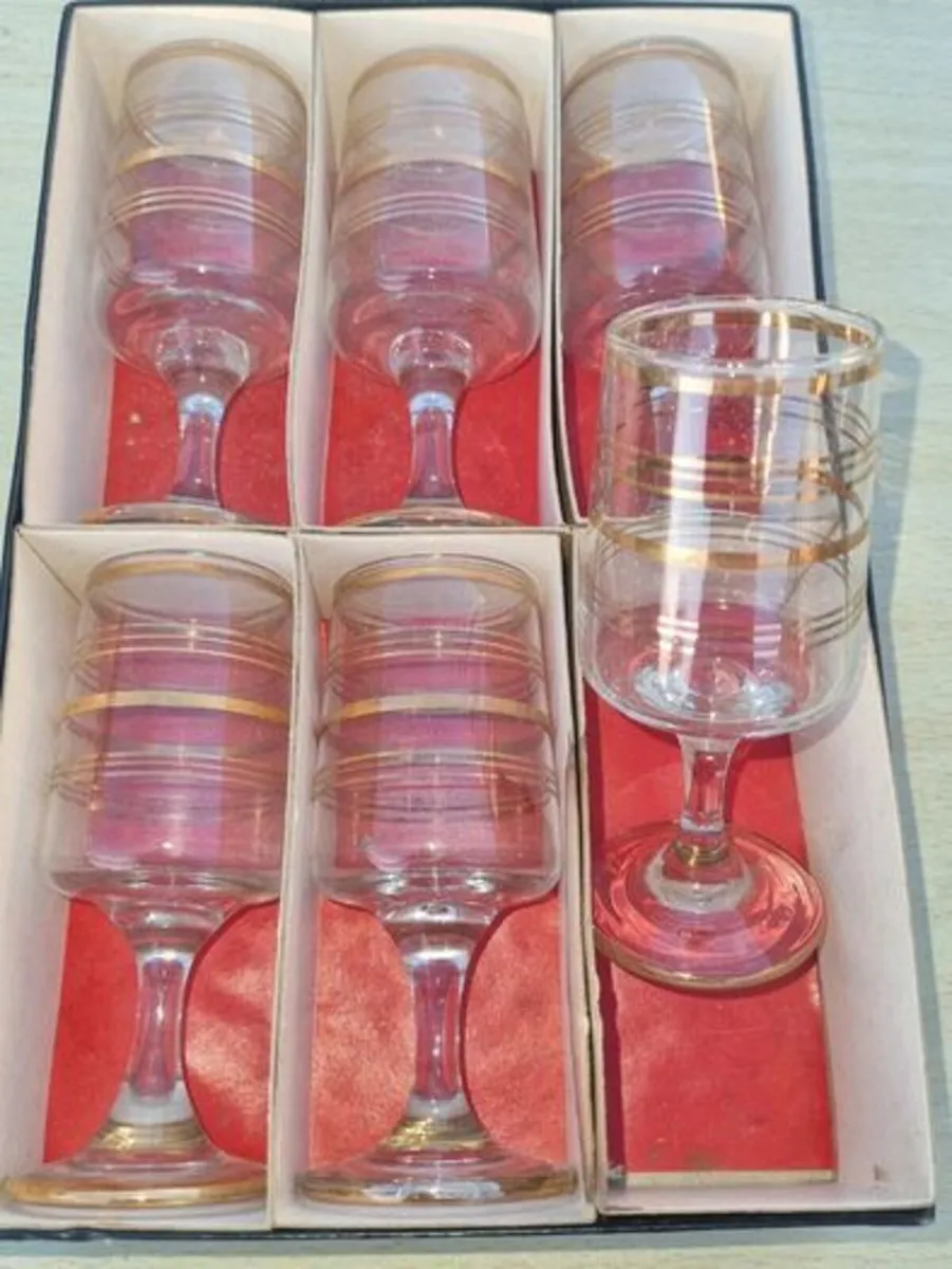 The set features six vintage vodka or liqueur glas - Image 4