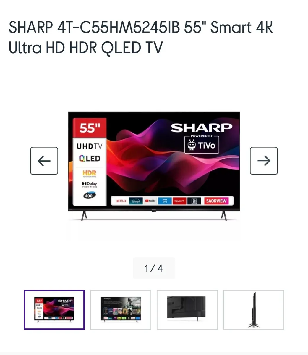Sharp 55” 4K QLED Smart TV – Excellent Condition - Image 2