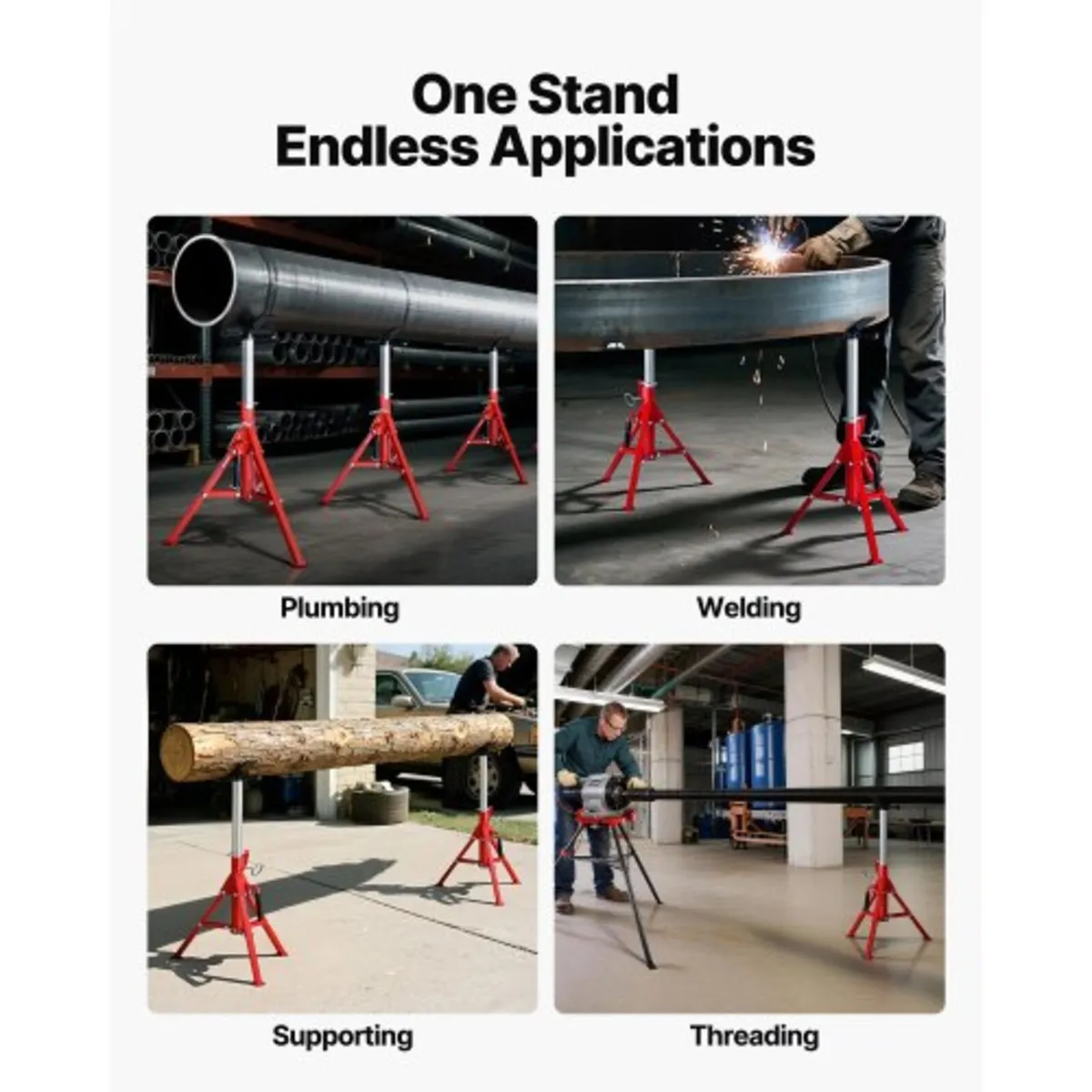 V Head Pipe Stand 1/8"-12" Capacity, Adjustable He - Image 2