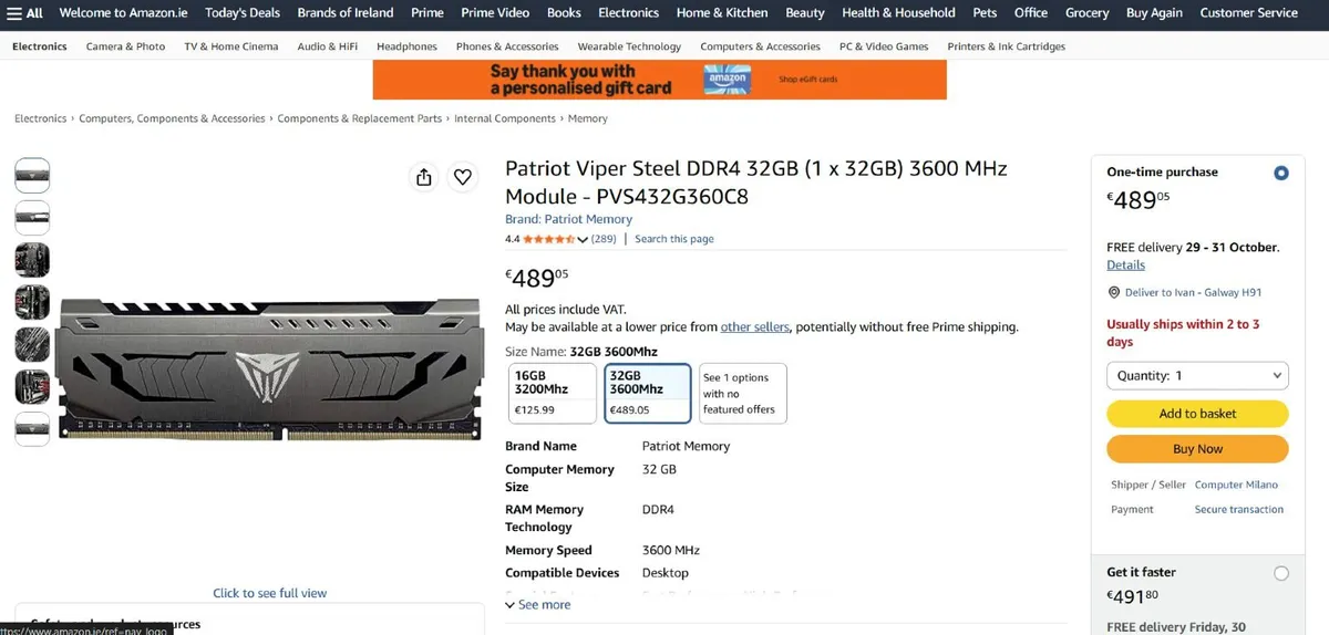 DDR4 RAM: 32GB, new - Image 3