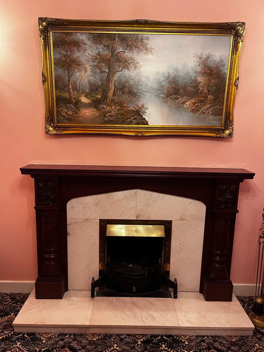 Large framed vintage oil painting - Image 1