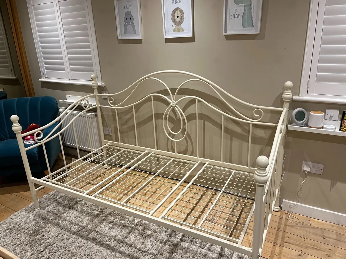 Cream Metal Single Bed Frame - Image 1