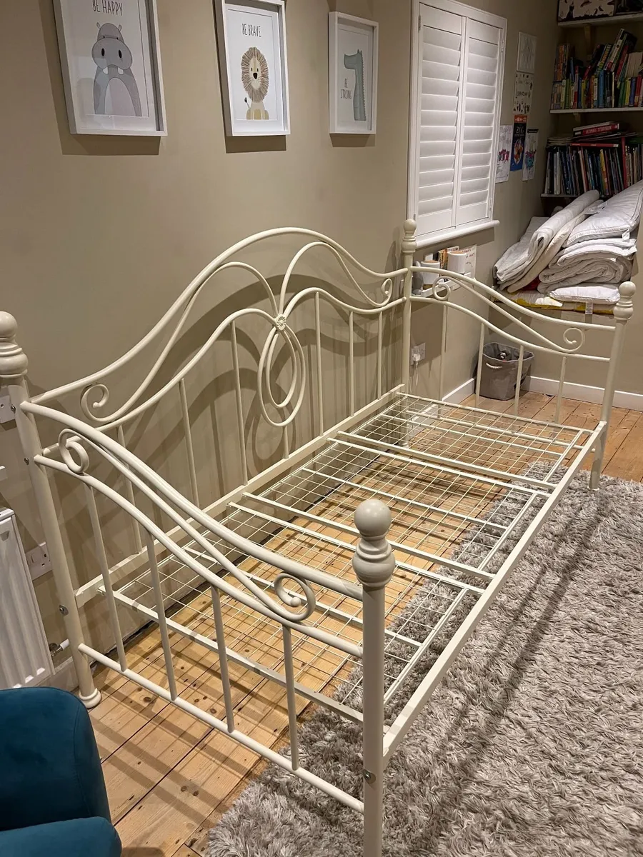 Cream Metal Single Bed Frame - Image 3