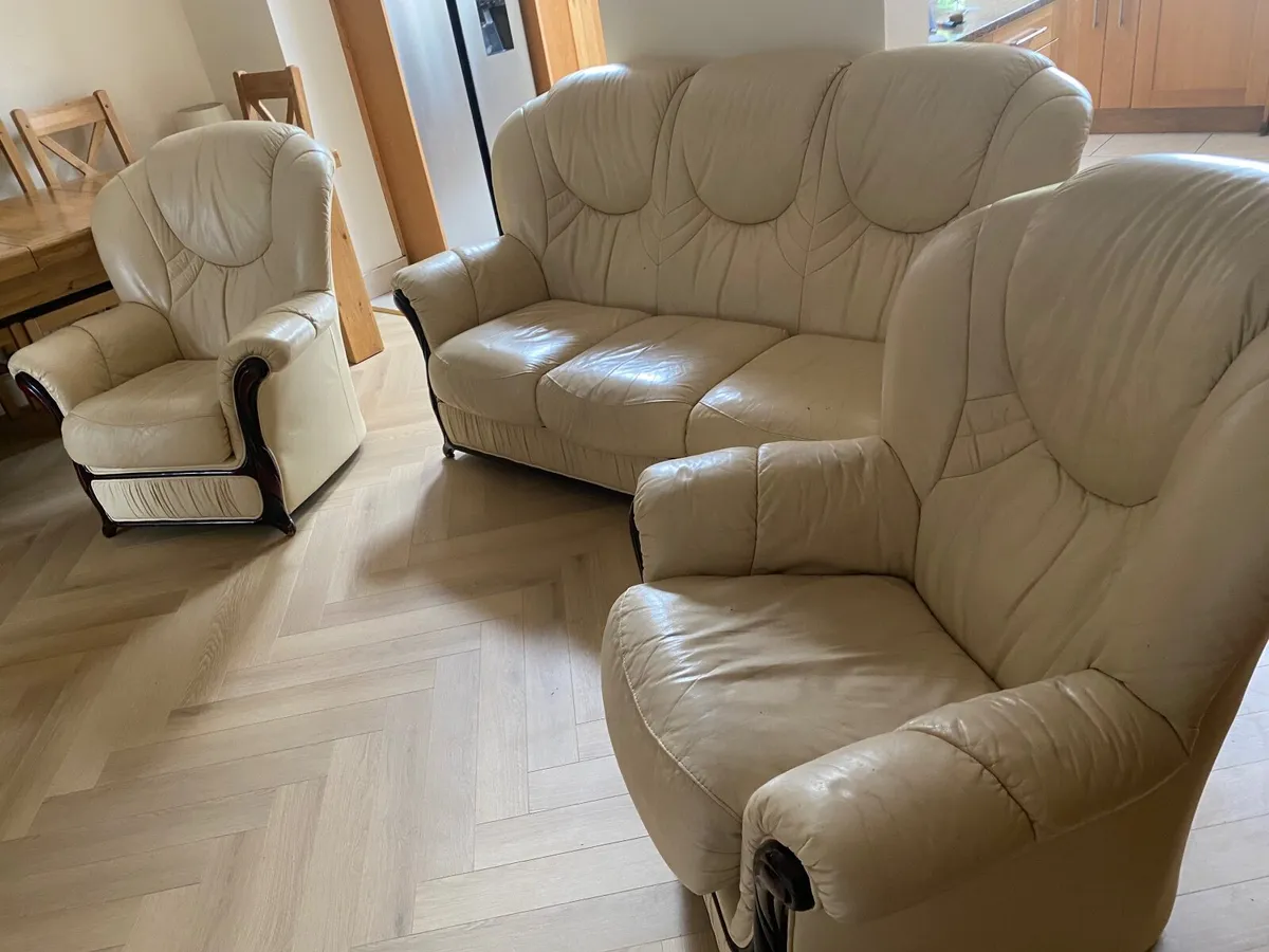 Three piece leather suite - Image 3