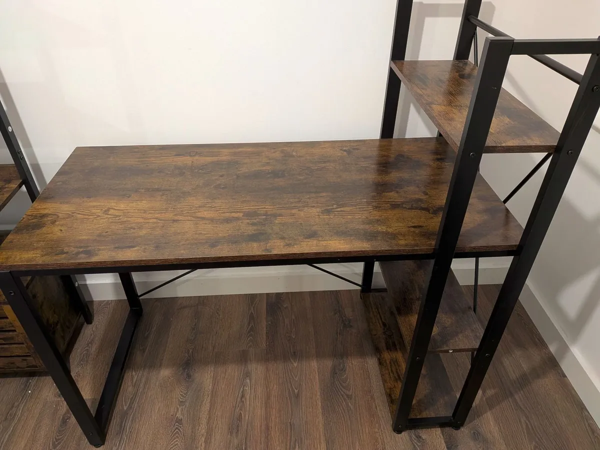 Industrial style desk with integrated shelving - Image 2