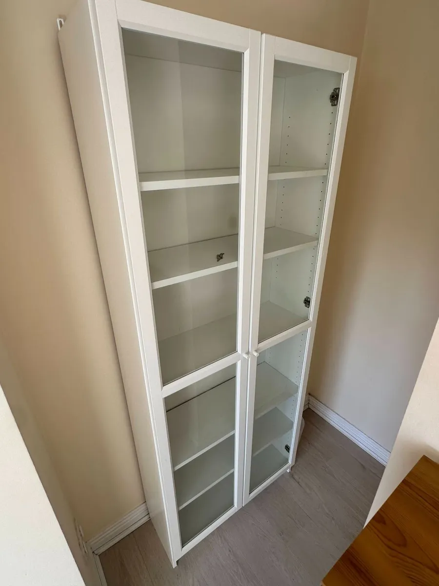 White Bedroom/Living Room Tall Dresser Glass Door