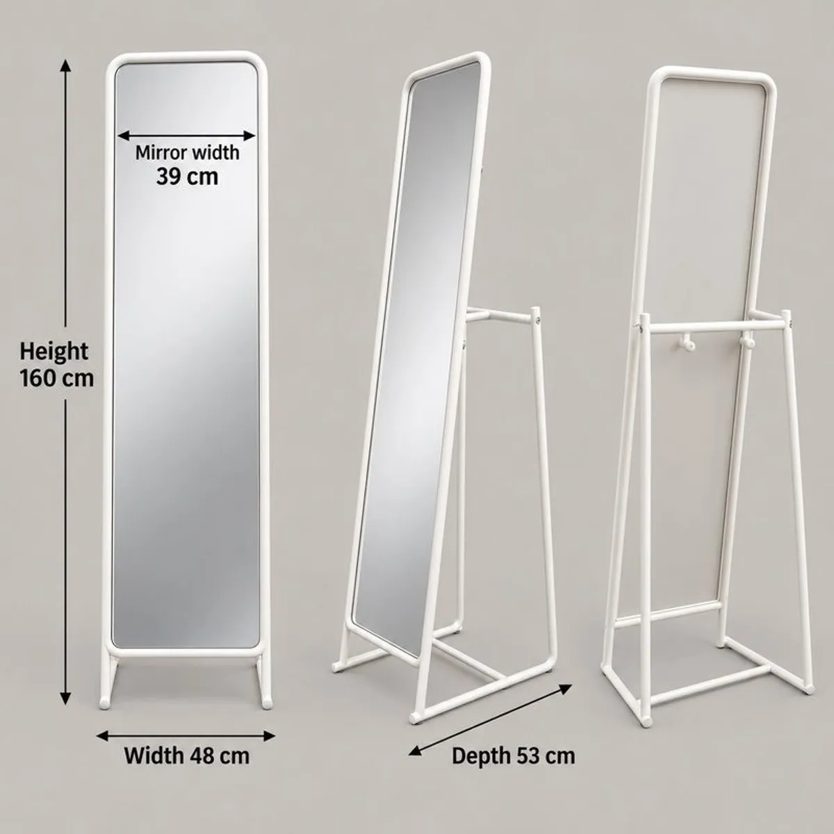 IKEA KNAPPER Standing Mirror White - Image 3