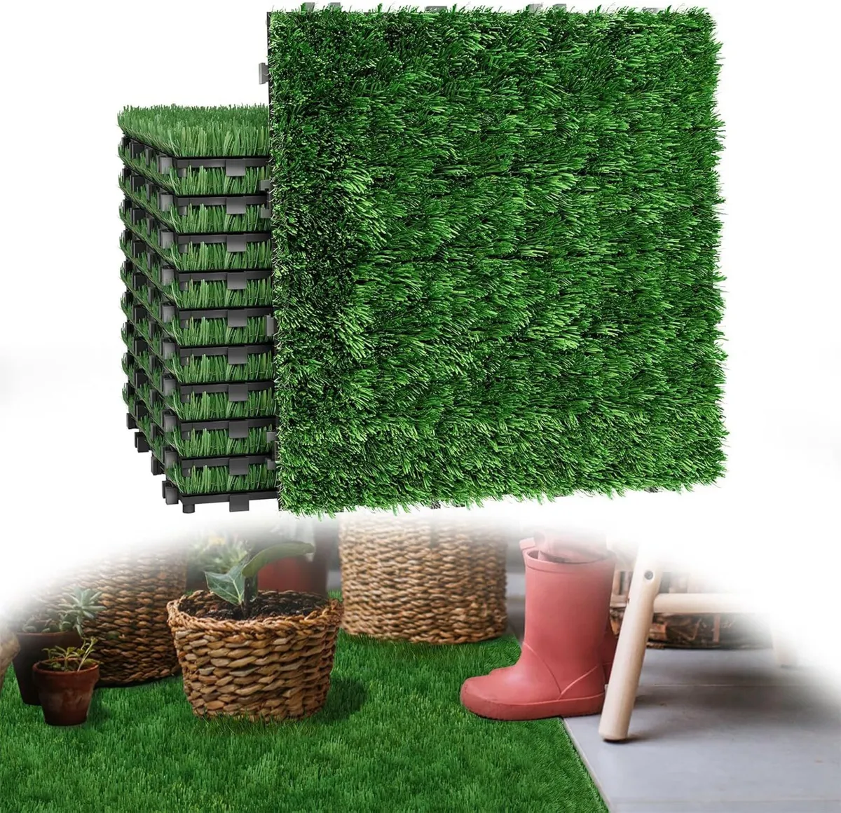 Interlocking Artificial Grass Decking Tiles - Image 1