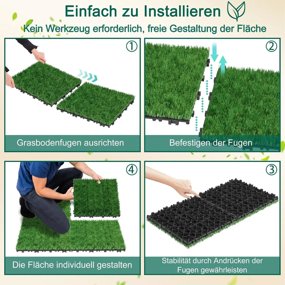 Interlocking Artificial Grass Decking Tiles - Image 4