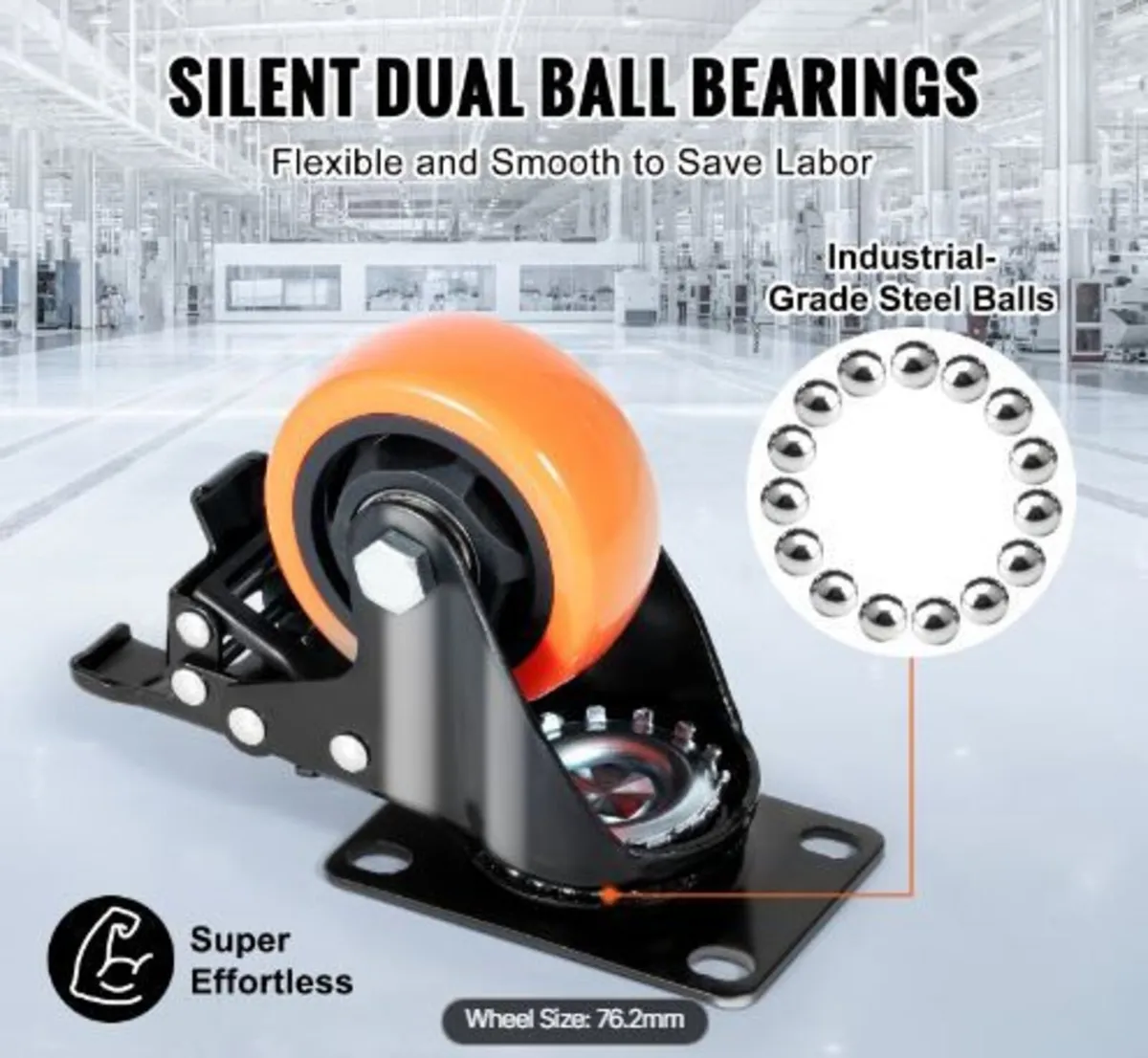 Caster Wheels, 7.6 cm Swivel Plate Casters - Image 1
