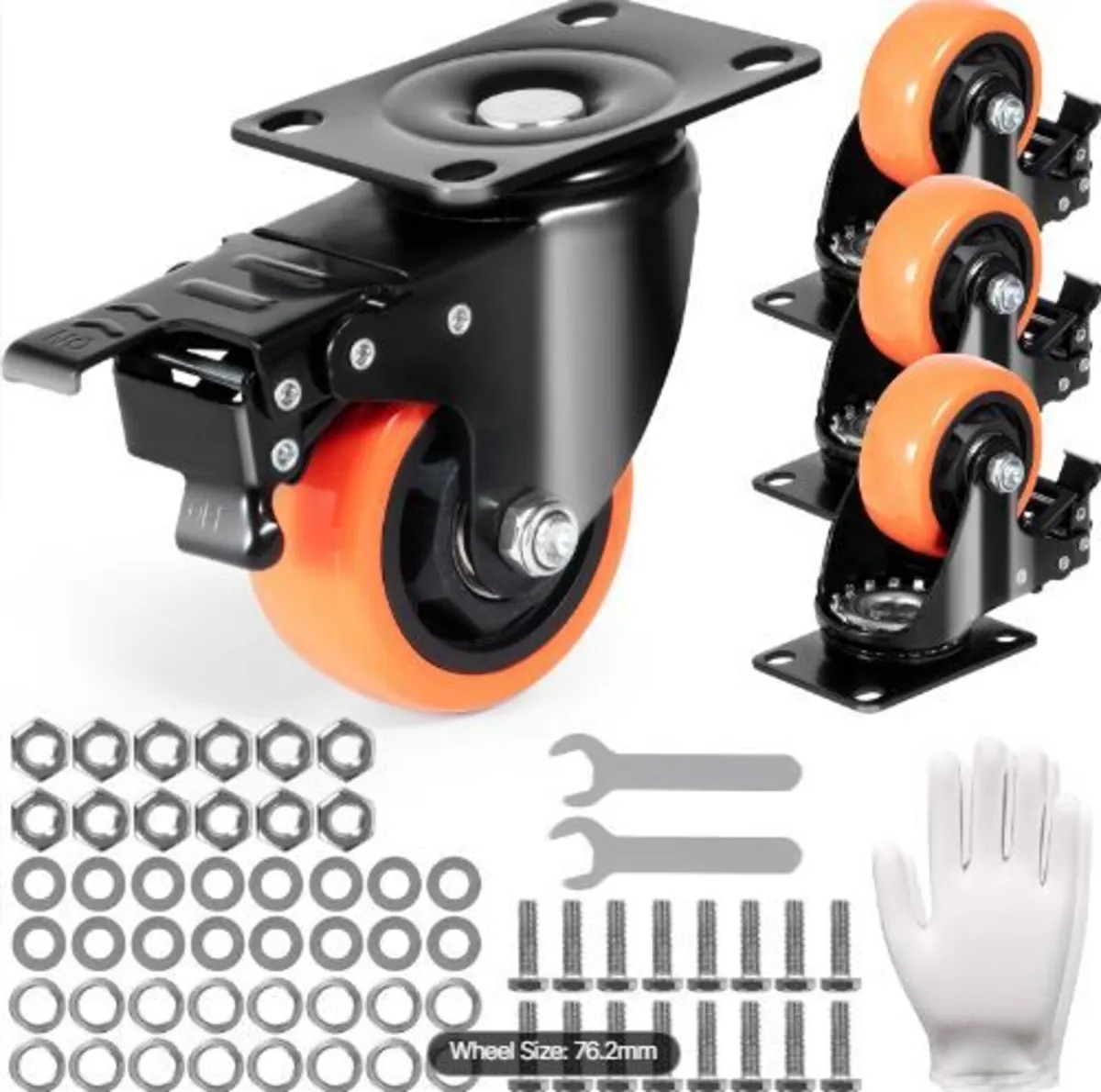 Caster Wheels, 7.6 cm Swivel Plate Casters - Image 2