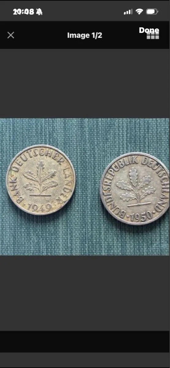 Rare 1949/50 German Republic Ten Pfennig Coins - Image 1