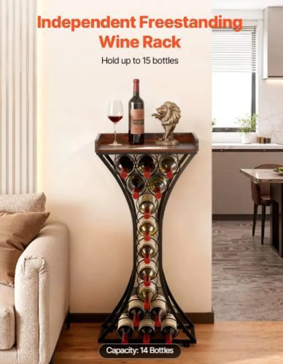 15 Bottle Wine Rack,Iron Freestanding Floor - Image 3