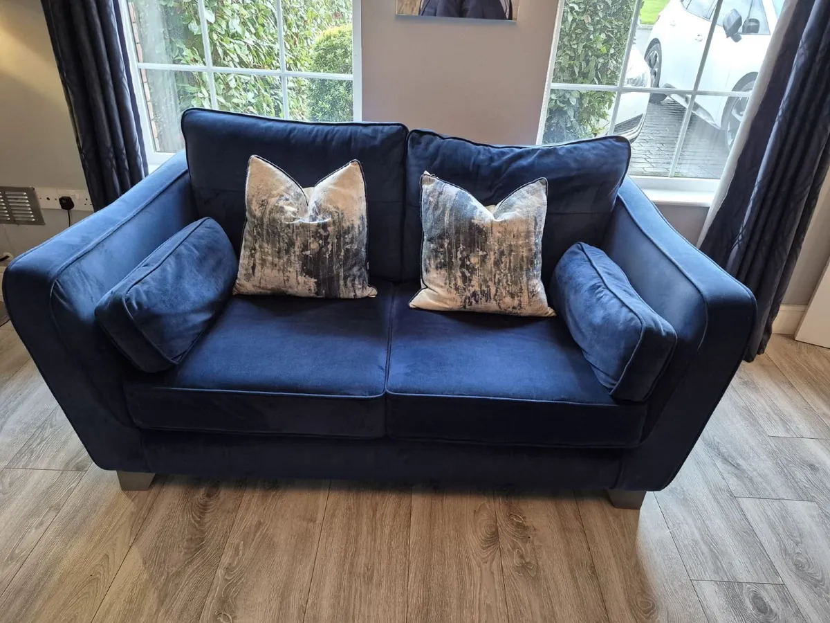 3 seater grey and 2 seater navy sofa - Image 2