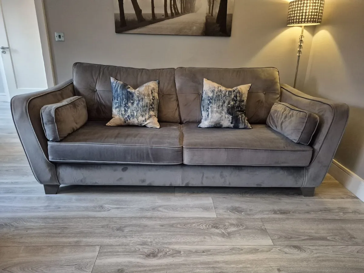3 seater grey and 2 seater navy sofa - Image 1