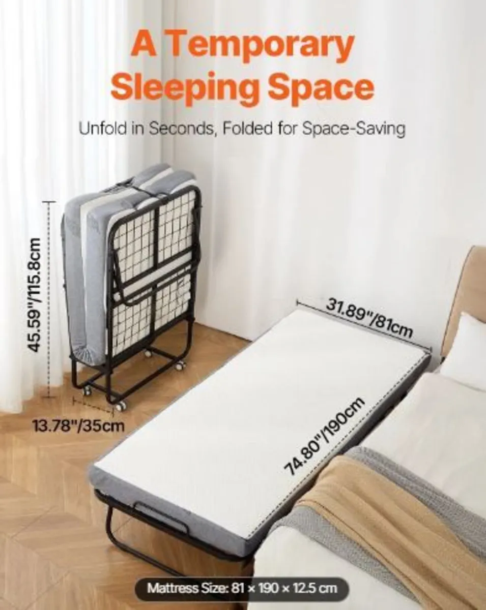 Rollaway Bed, 31 in x 75 in Folding Bed - Image 3