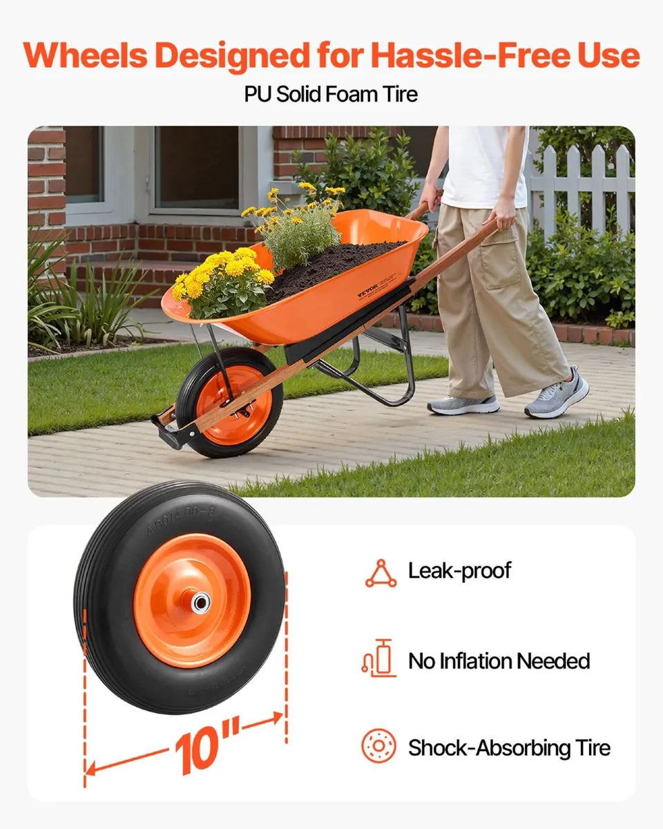 Garden Wheelbarrow Cart 5 Cu Ft One Wheel - Image 2