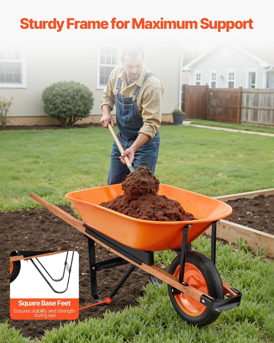 Garden Wheelbarrow Cart 5 Cu Ft One Wheel - Image 4