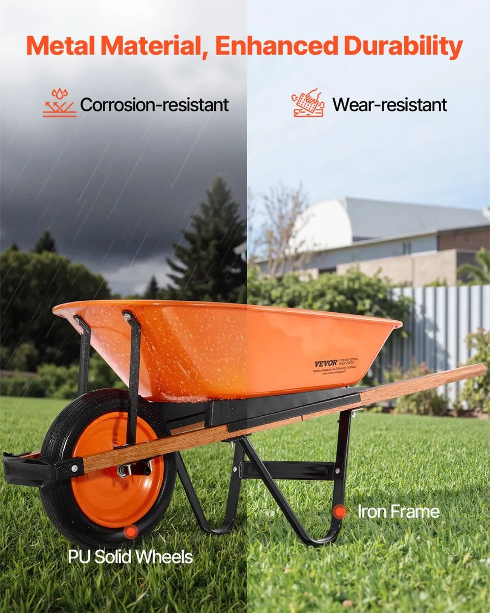 Garden Wheelbarrow Cart 5 Cu Ft One Wheel - Image 3