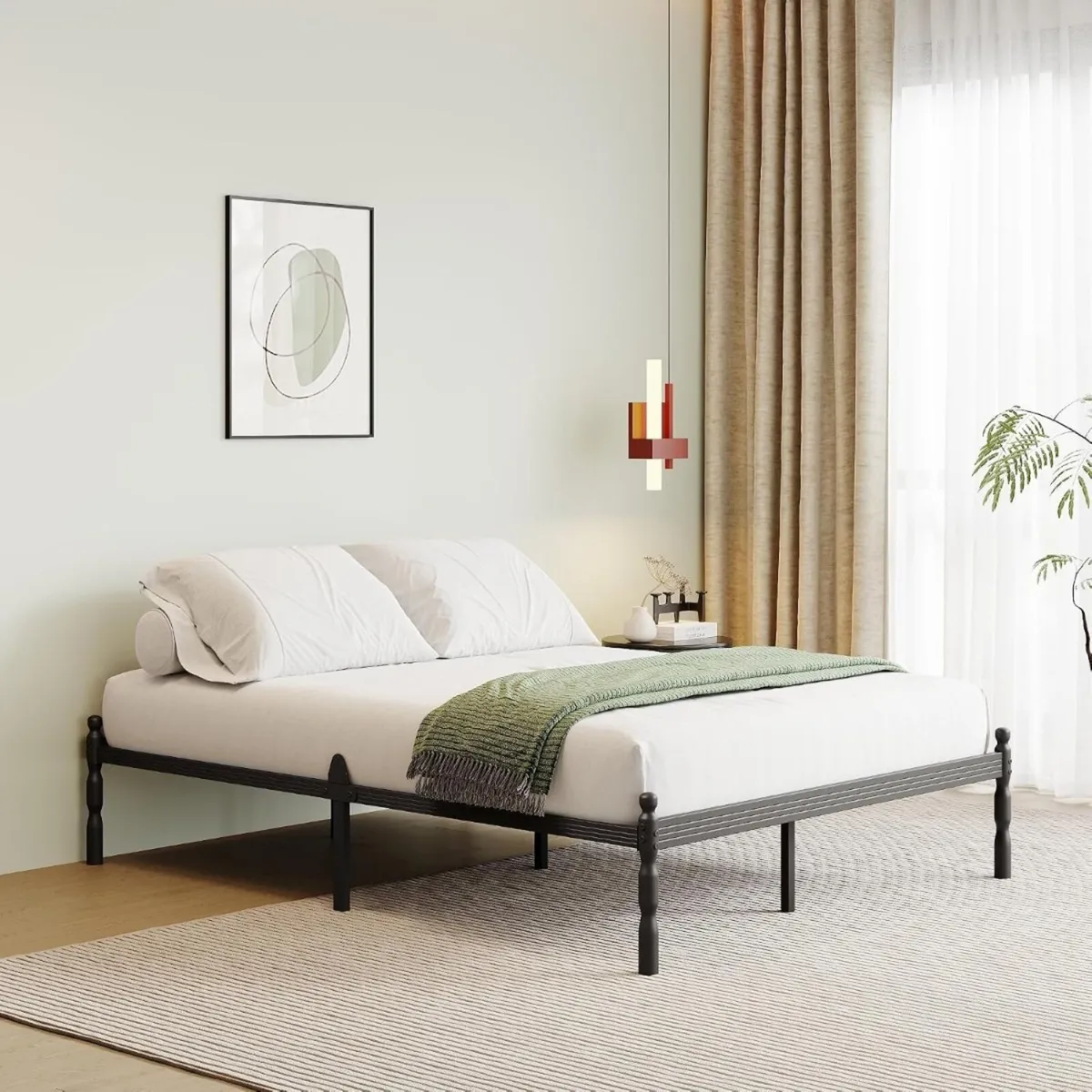 Metal Bed Frame with Underbed Storage and Steel - Image 1
