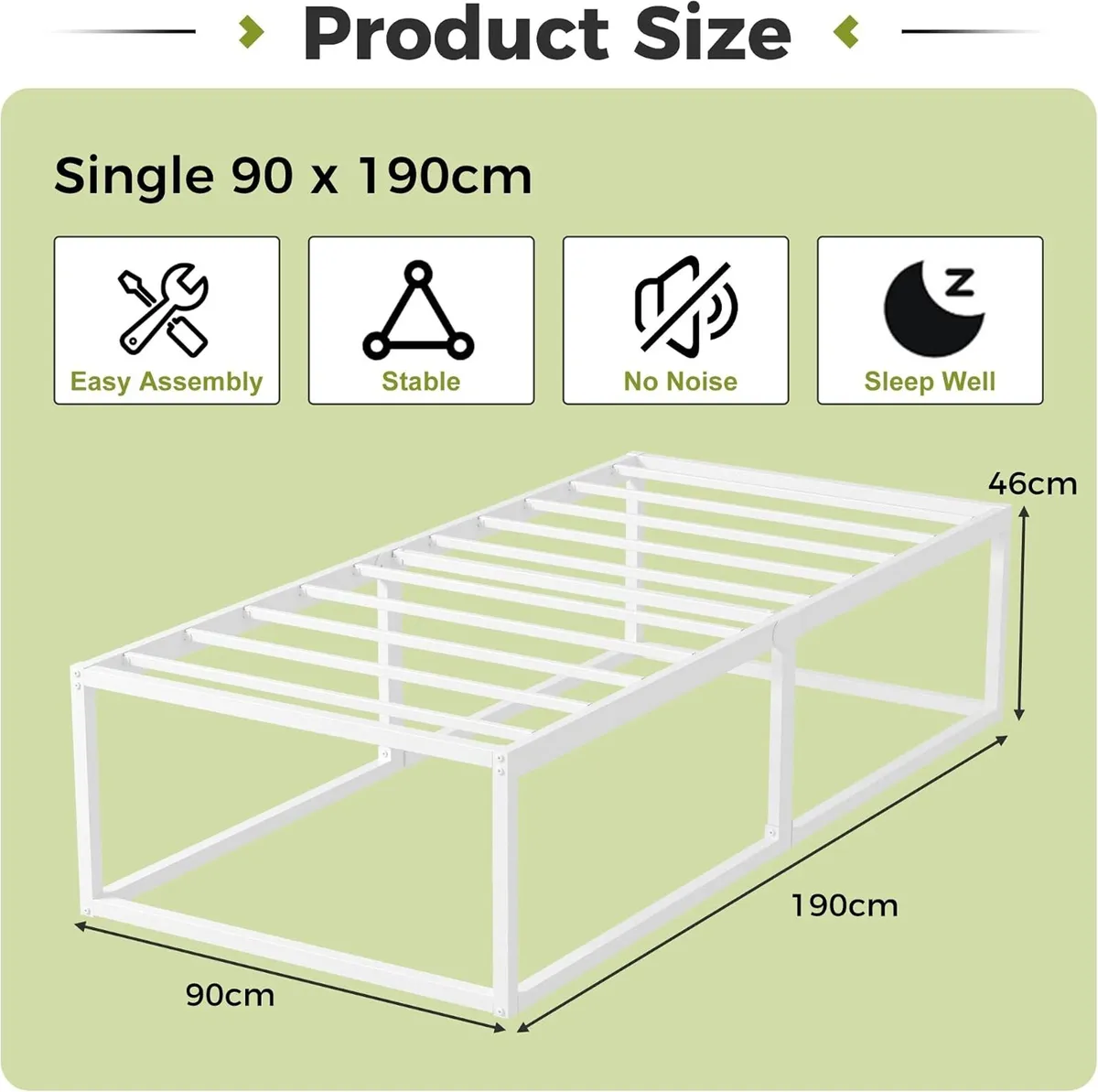 Bed Frame with Sturdy Slats Support - Image 2