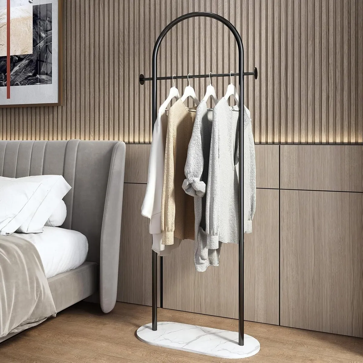 Small Clothes Rail Clothing Rack with Marble Base - Image 2