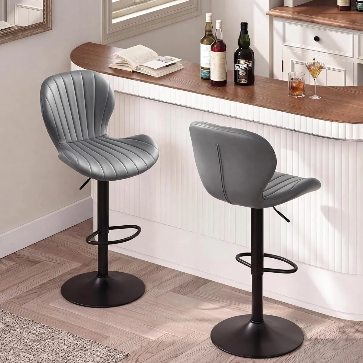 Bar Stools 360° Swivel Chairs Kitchen (Set of 2) - Image 1