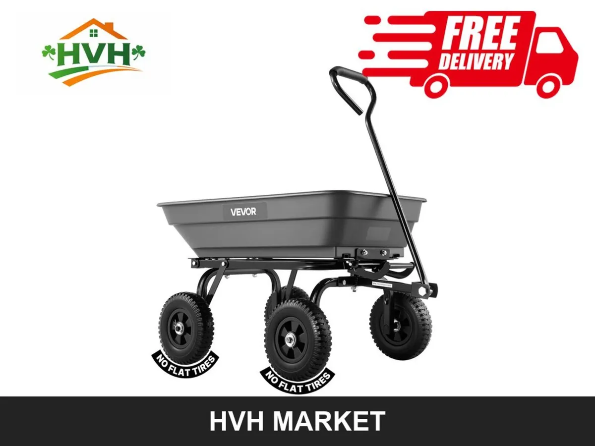 Garden Dump Cart 181kg - No-Flat Wheels - Image 1