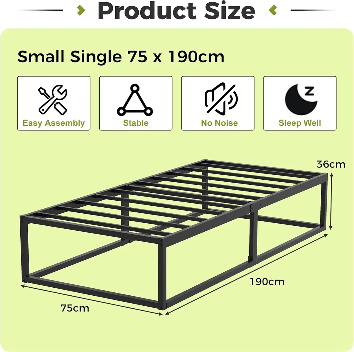 Bed Frame 36CM High with Steel Slats Support - Image 2