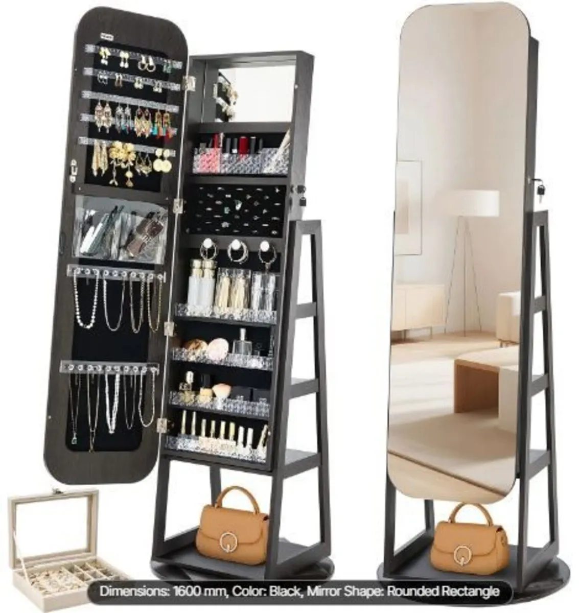 360° Swivel Jewelry Cabinet, 1600 mm Tall - Image 4