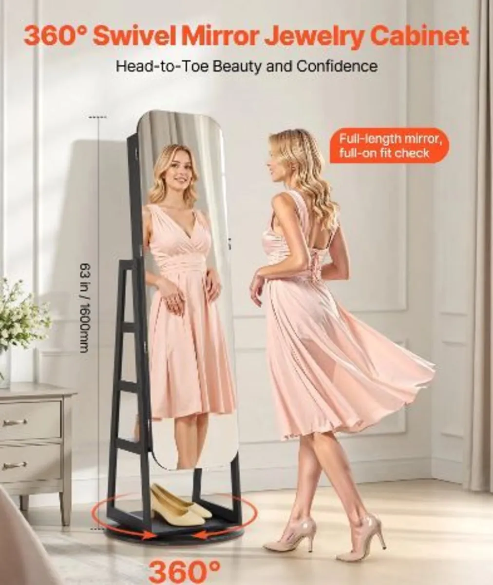 360° Swivel Jewelry Cabinet, 1600 mm Tall - Image 3