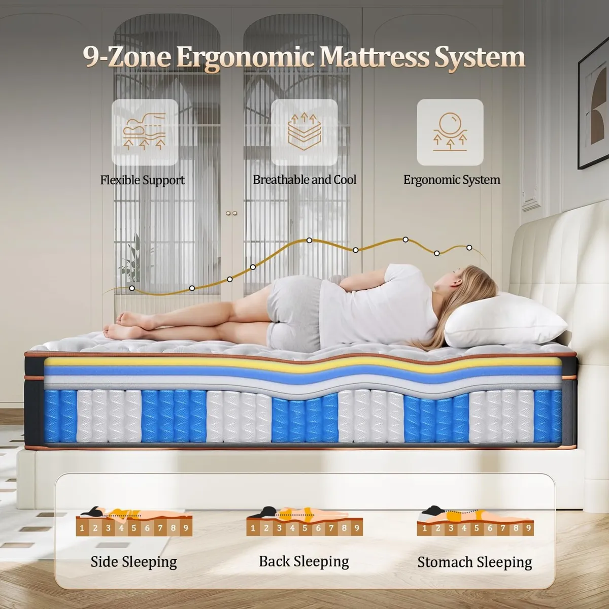 Mattress Hybrid Memory Foam 9-Zone Design - Image 4