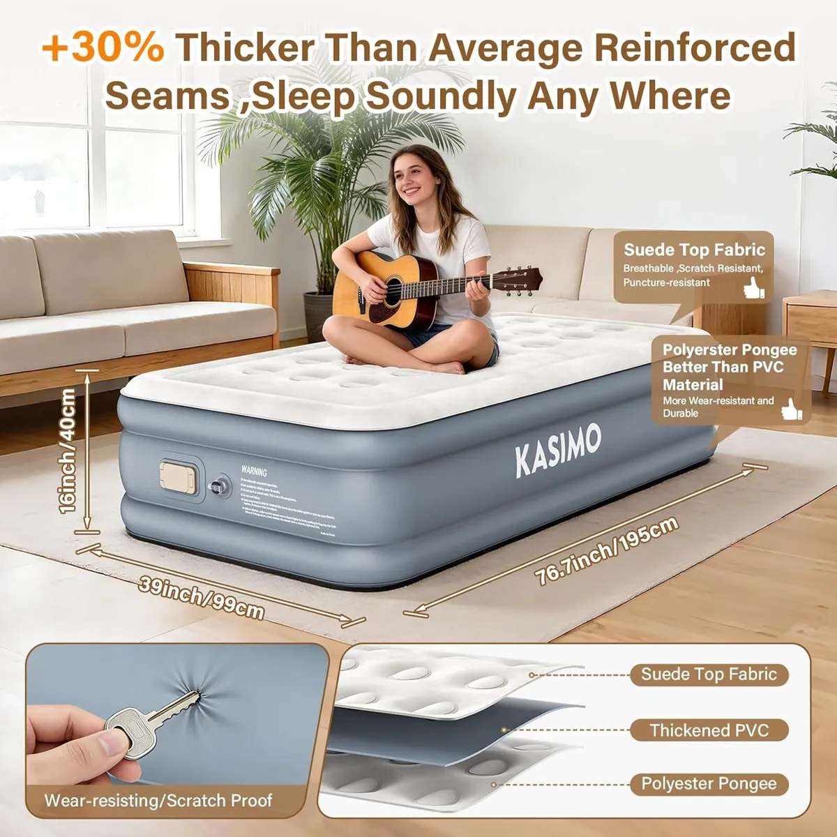 Inflatable Mattress Airbed with Built-In Battery - Image 4