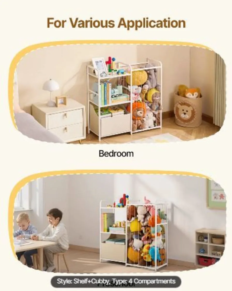 Kids Bookshelf and Stuffed Animal Storage, - Image 3