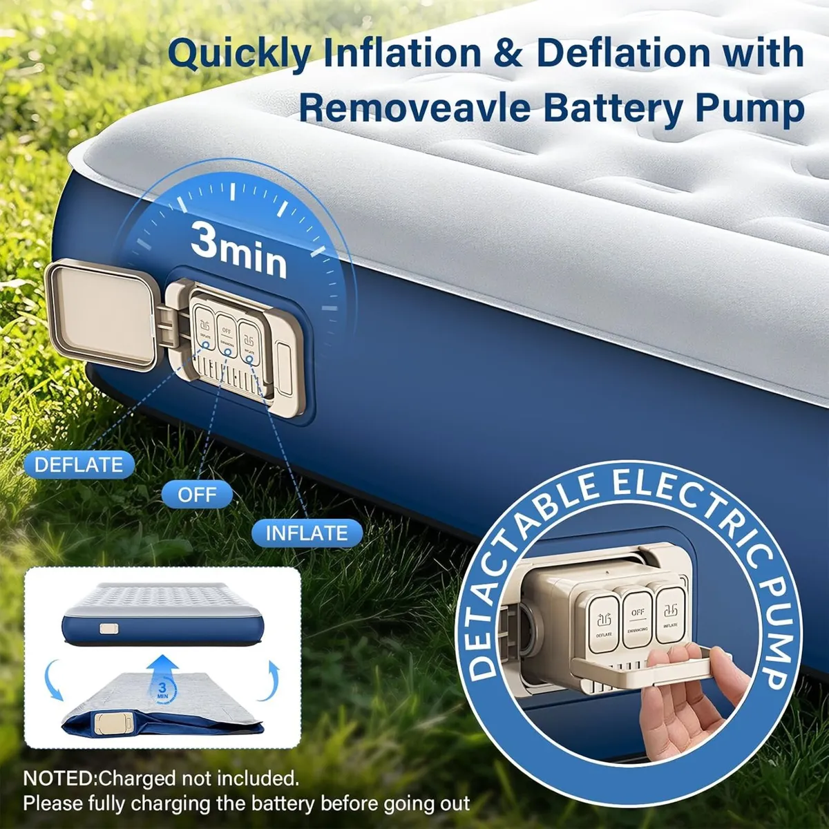Inflatable Mattress Air with Wireless Battery Pump - Image 4