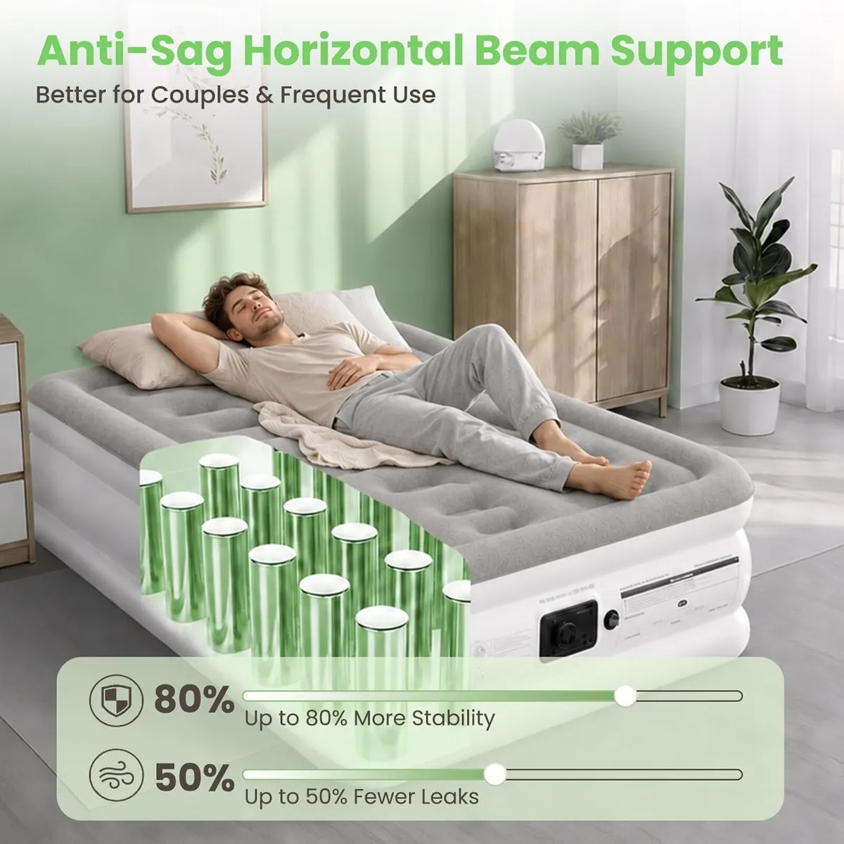 Inflatable Mattress with Built-In Airbed Pump X - Image 2
