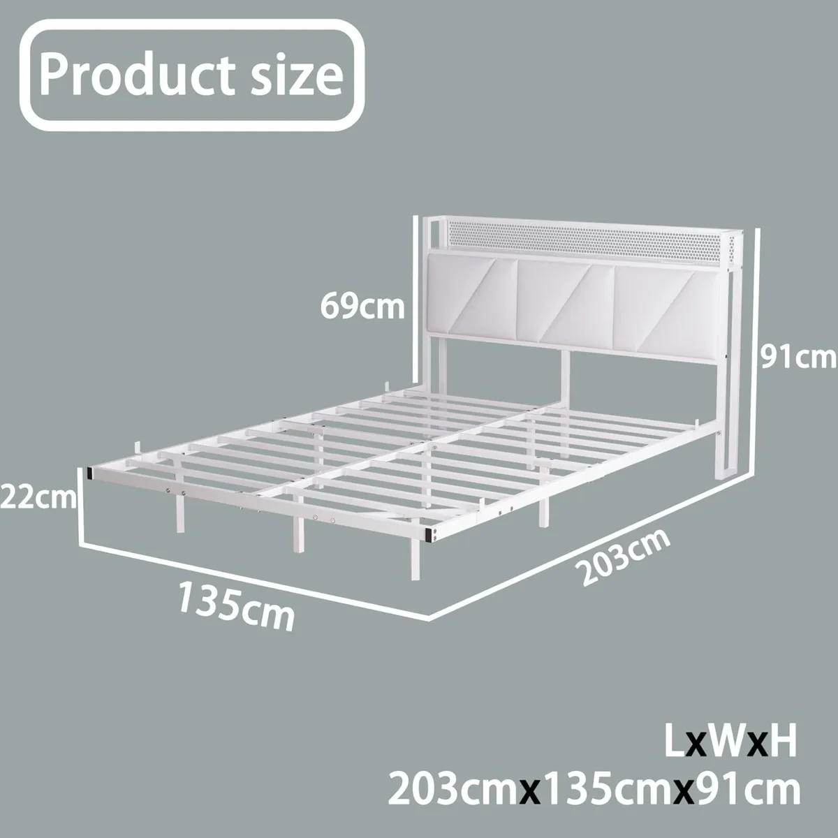 Floating Bed Frame with Upholstered Headboard - Image 2