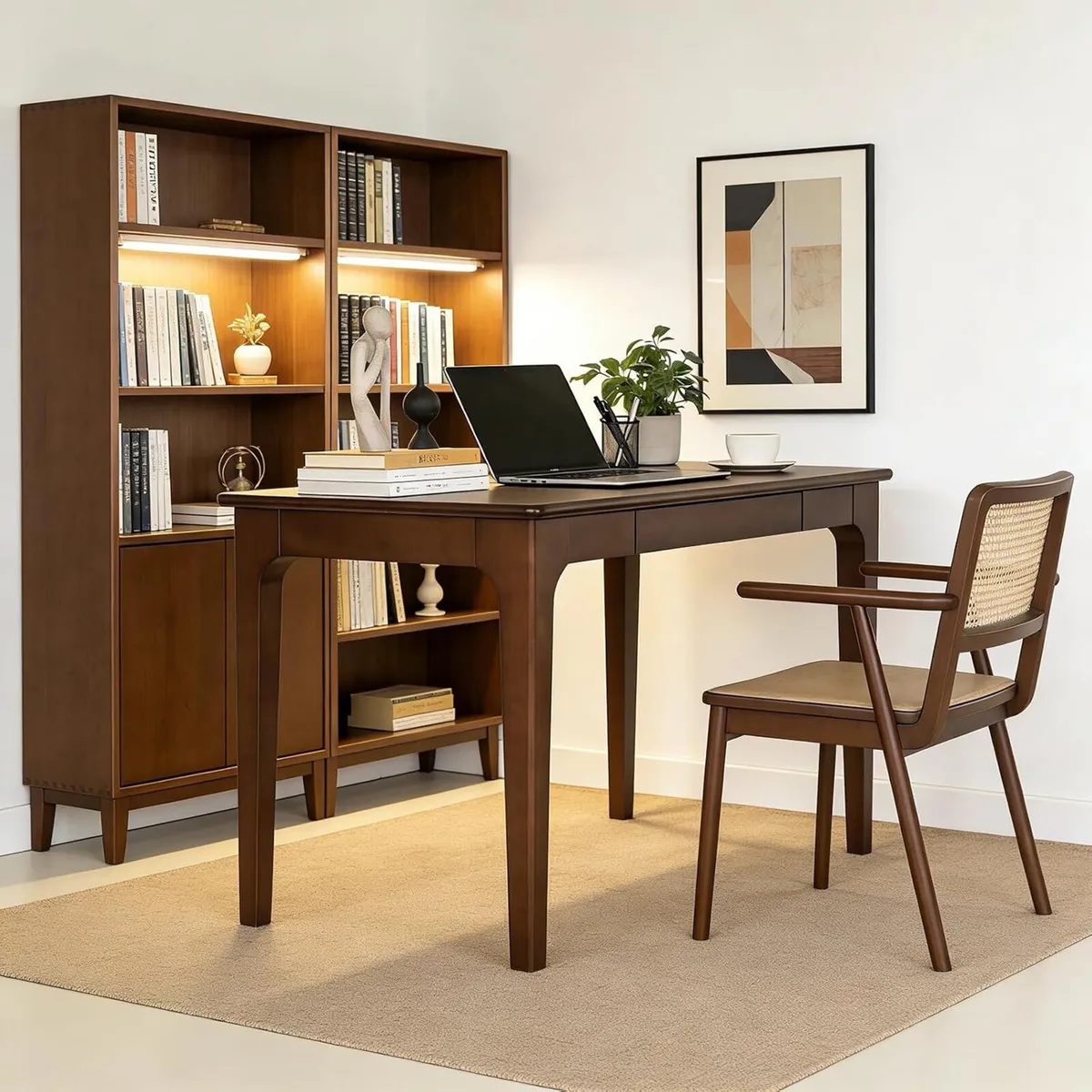 Small Desk with Drawers Solid Wood Computer - Image 2