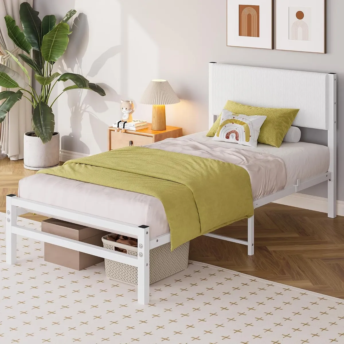 Bed Frame with Velvet Headboard - Image 4