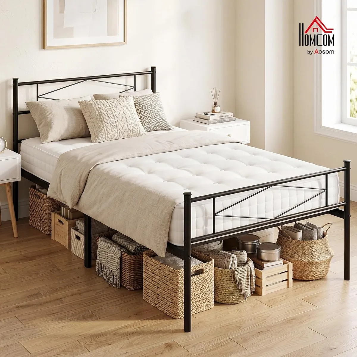 Bed Frame with Headboard and Footboard Metal - Image 3