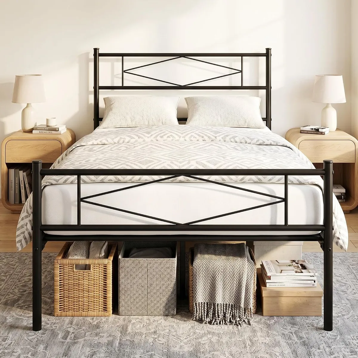 Bed Frame with Headboard and Footboard Metal - Image 1