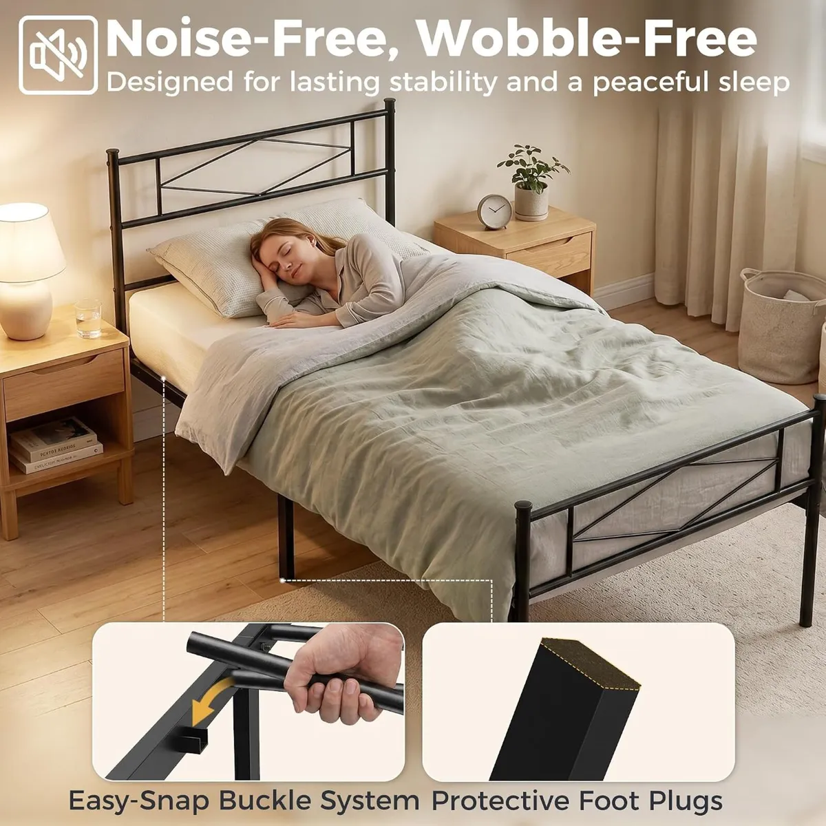 Bed Frame with Headboard and Footboard Metal - Image 4