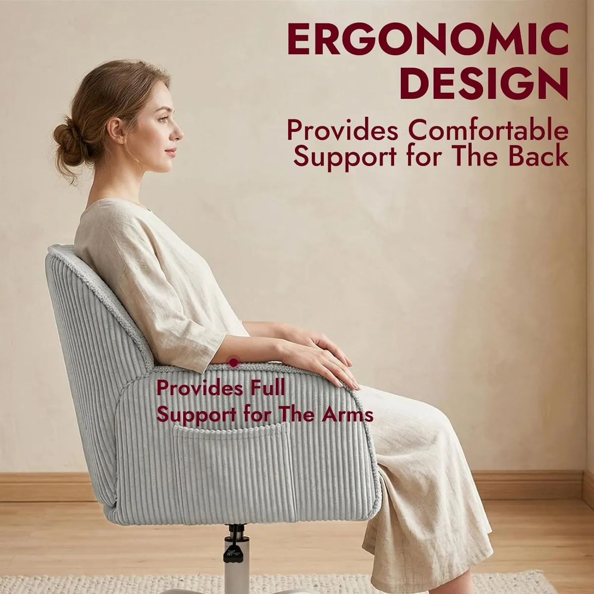 Teddy Fleece Desk Chair 150KG Capacity Swivel - Image 4