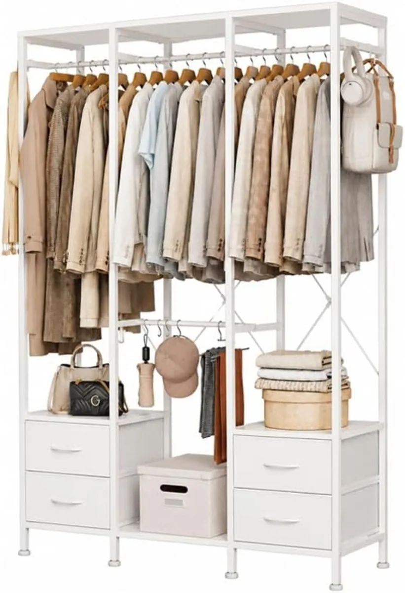 Heavy Duty Clothing Rail Wardrobe with 4 Drawers - Image 1