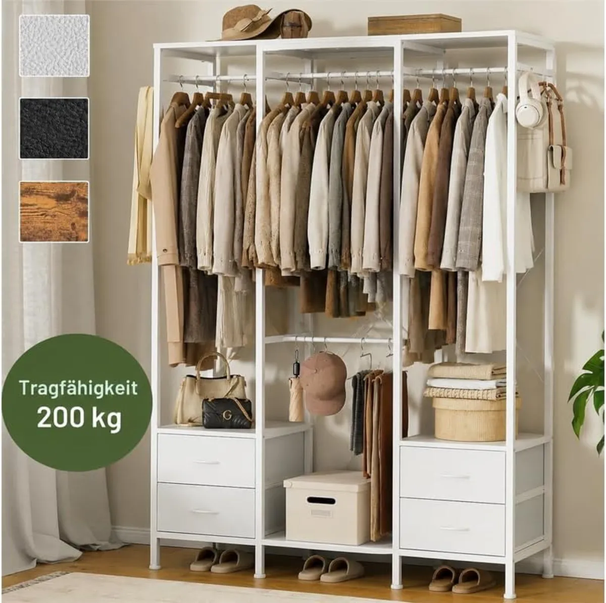 Heavy Duty Clothing Rail Wardrobe with 4 Drawers - Image 2