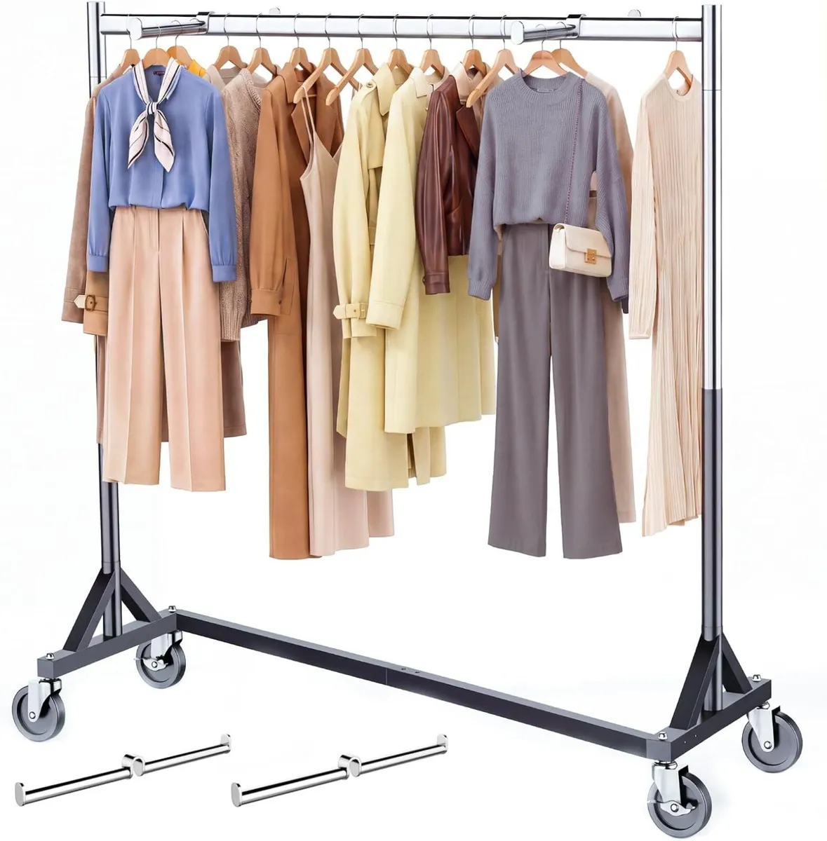 Heavy-Duty Adjustable Z-Base Clothes Rail - Image 1