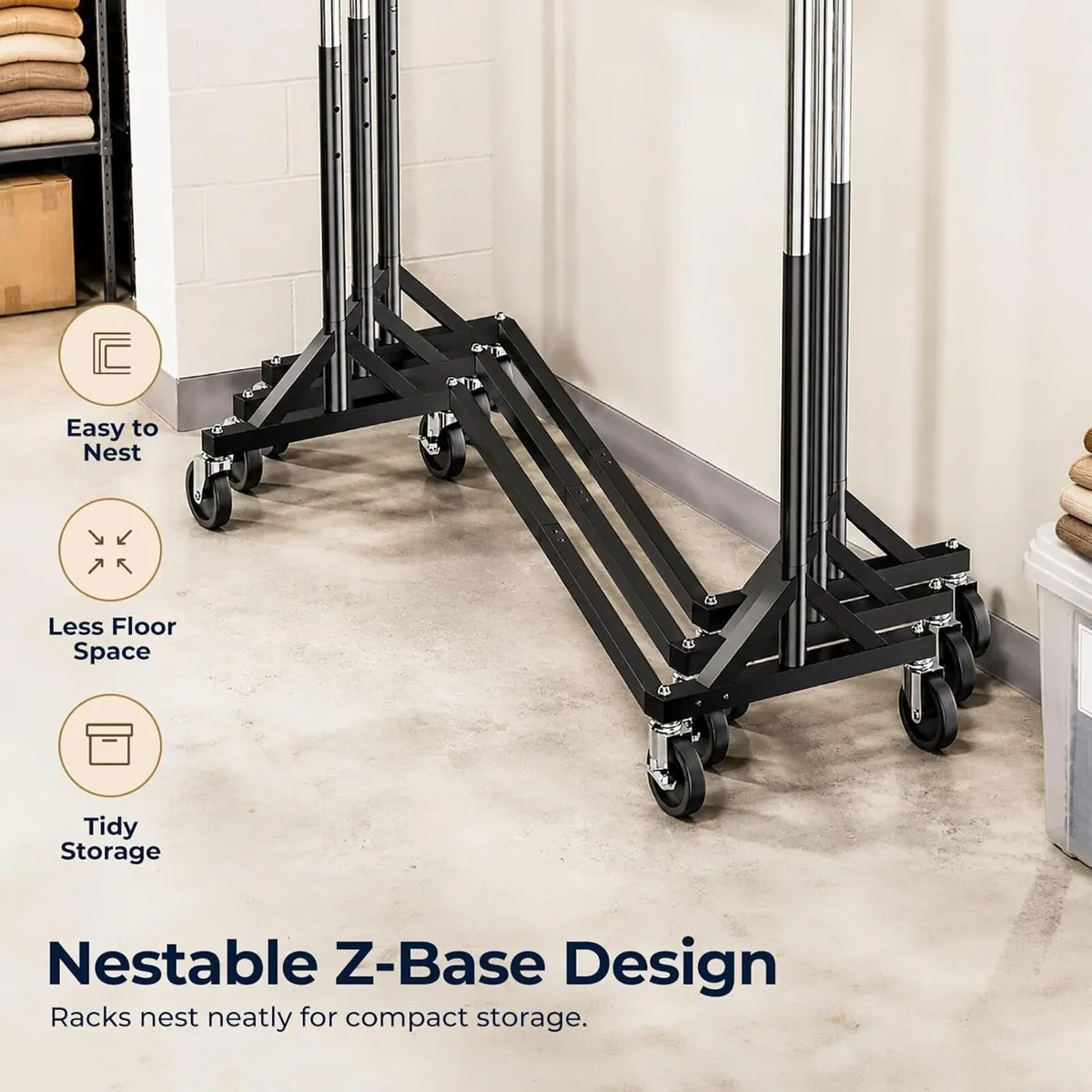 Heavy-Duty Adjustable Z-Base Clothes Rail - Image 4